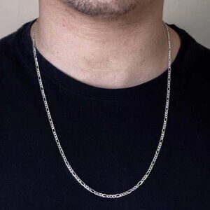 Sterling Silver 925 High Polished Super Flat Figaro Chain 3.9mm 24 Inches